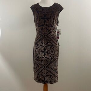 Vince Camuto Black and Brown Midi Dress